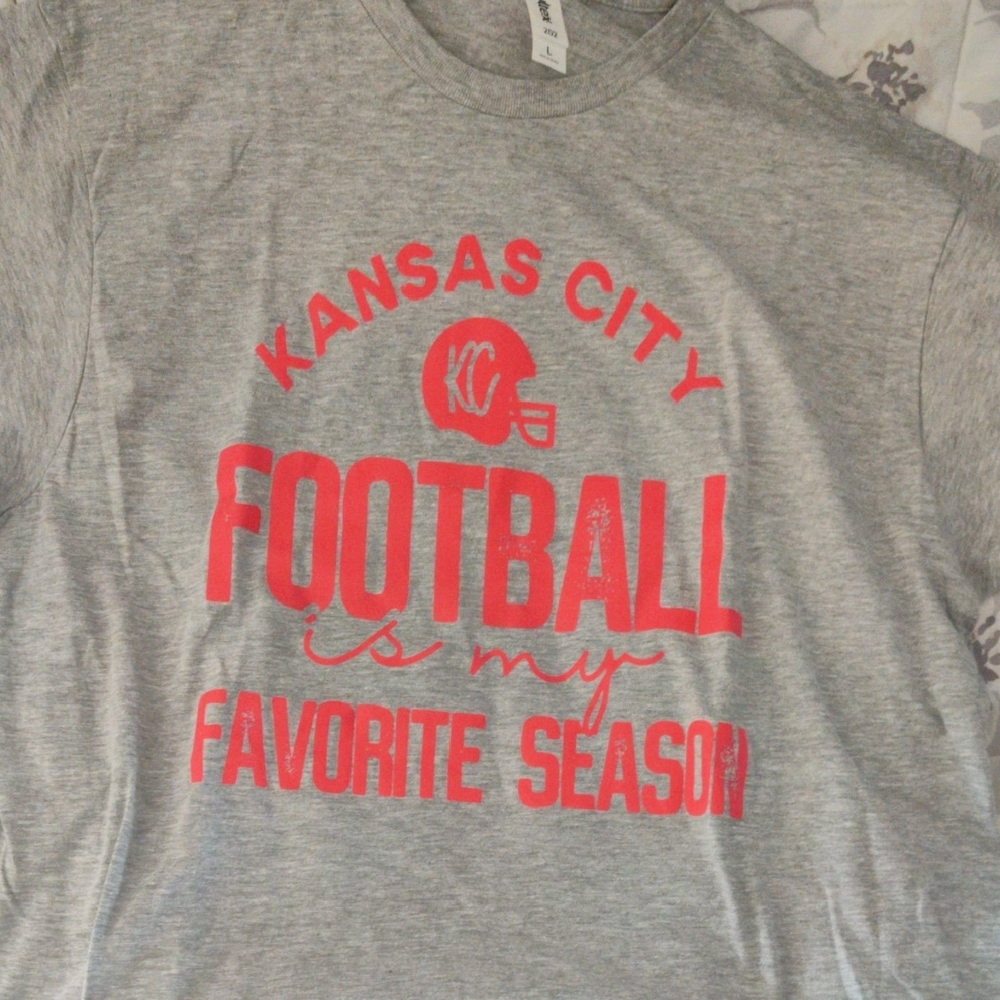 KC Chiefs Heather Gray Crewneck T‑Shirt